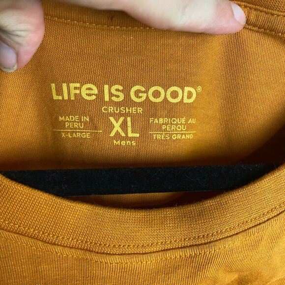 Life is Good Men's Xl Crusher T-Shirt Burnt Orange Sketchy RV Camping Casual - Picture 5 of 7